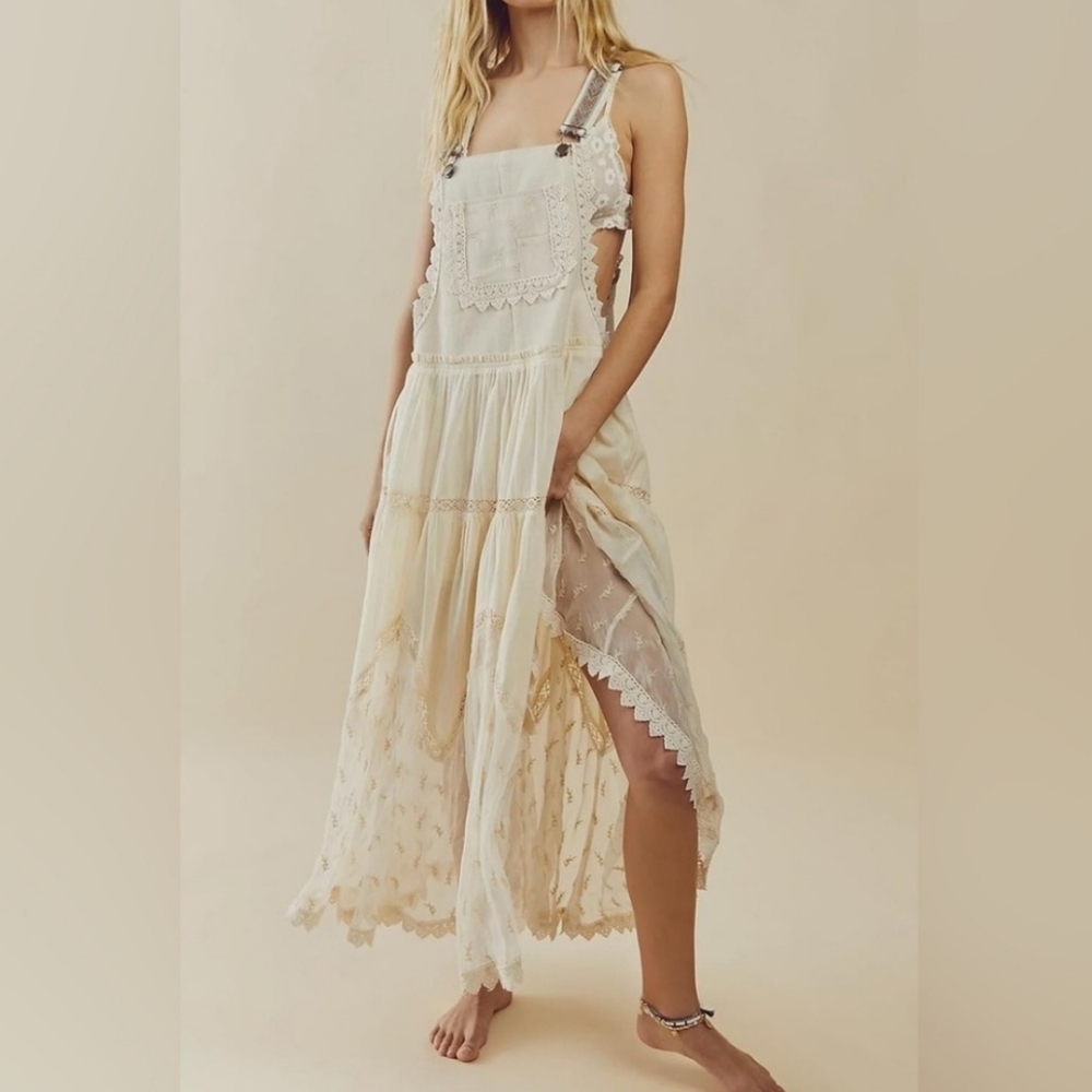 Elegant Cream Lace Maxi Overall Dress ♥️ NWOT - Picture 2 of 10